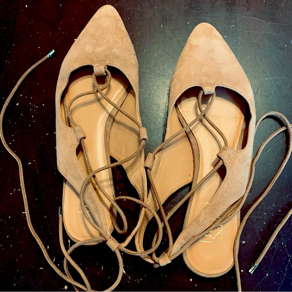 Franco Sarto wrap tie shoes